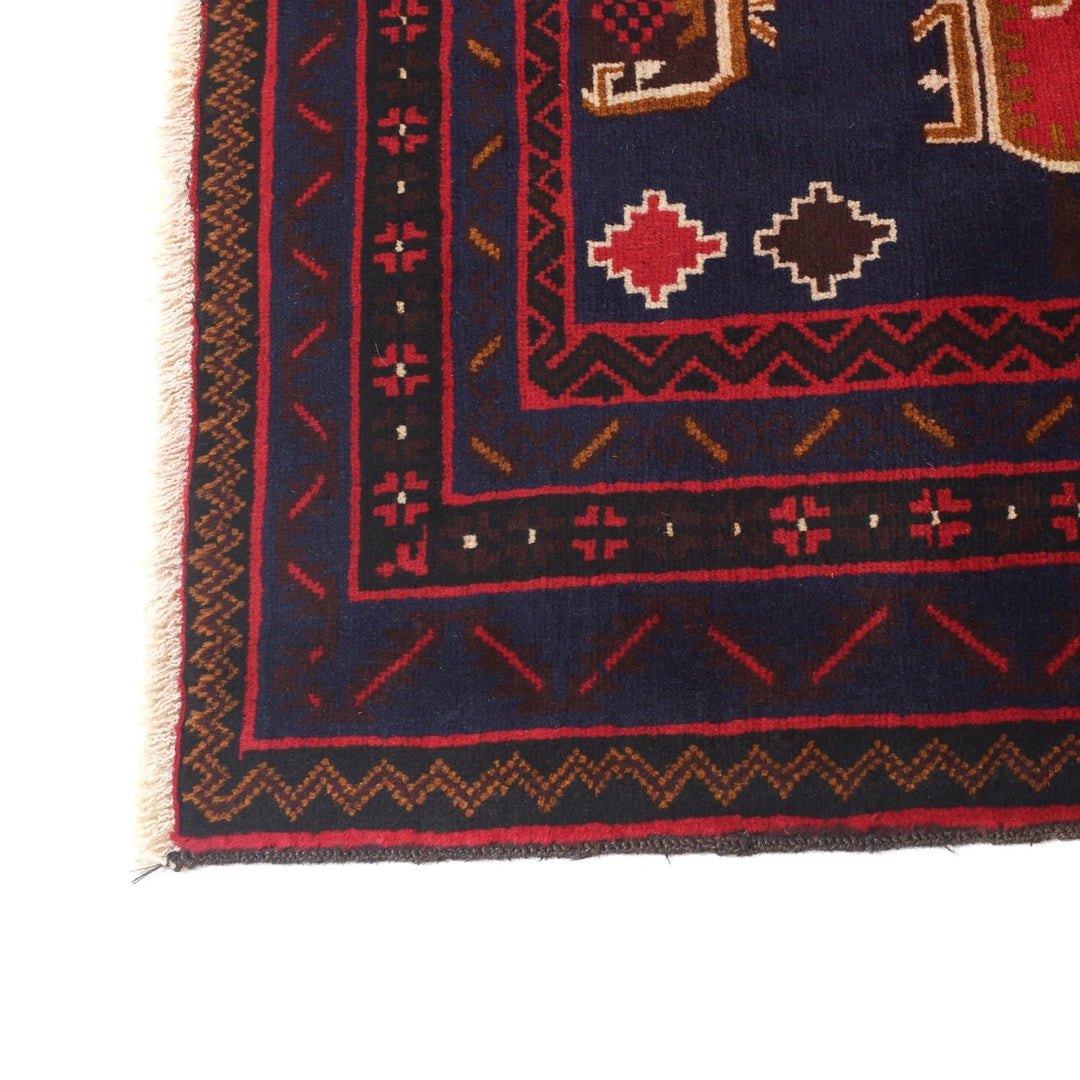 Red Afghan Baluchi Rug 4' 3" x 6' 8" Hand-Knotted | No. AL72960