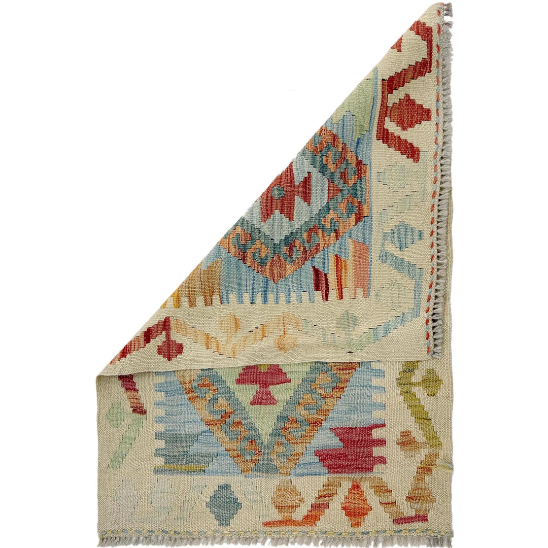 Afghan Vegetable Kilim Rug 2' 2" x 3' 1" Flat-Weave | No. AL729704