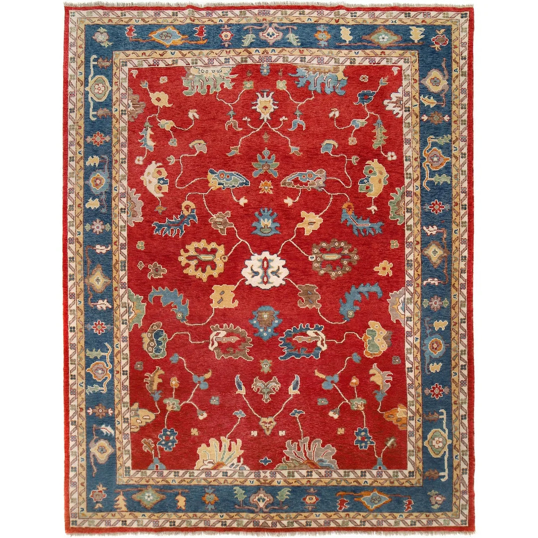 Afghan Turkish Design Oushak Rug 9' 2" x 11' 7" Hand-Knotted | No. AL73019