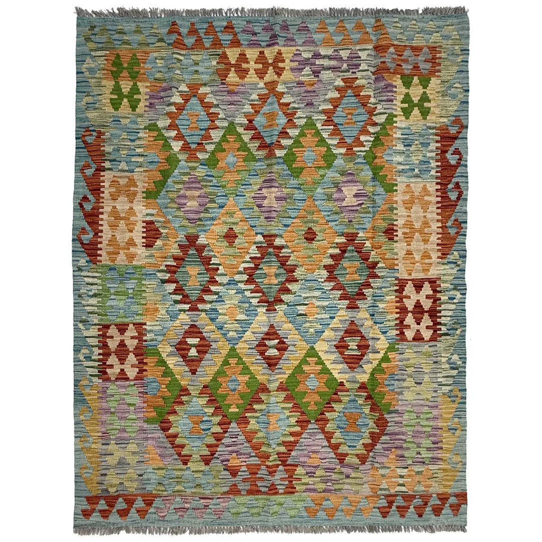 Afghan Kilim Rug 5' 0" x 6' 7" Flat-Weave | No. AL73054