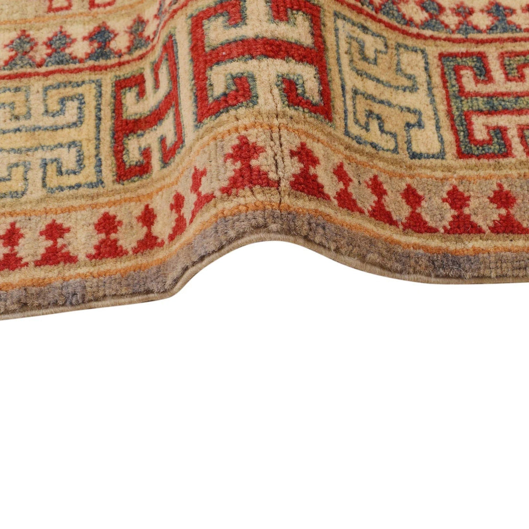 Grey Afghan Kazak Rug 3' 11" x 5' 7" Hand-Knotted | No. AL73106