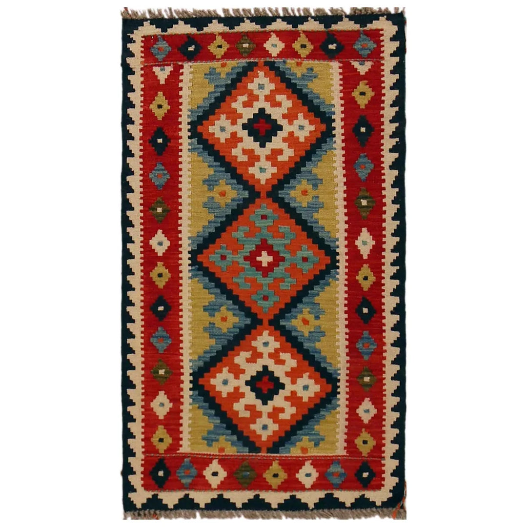 Afghan Vegetable Kilim Rug 2' 0" x 3' 6" Flat-Weave | No. AL73131