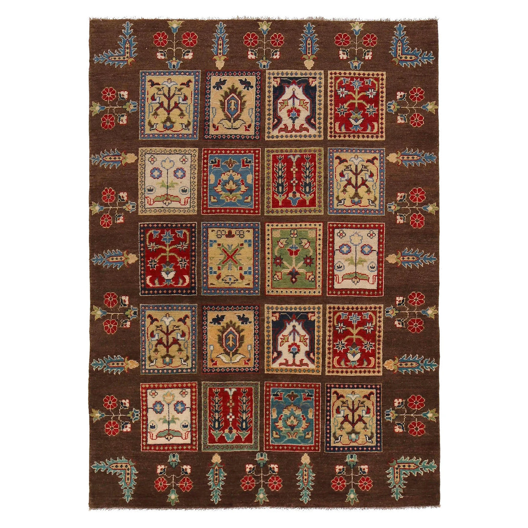 Brown Afghan Bakhtiar Rug 5' 0" x 7' 1" Hand-Knotted | No. AL73159