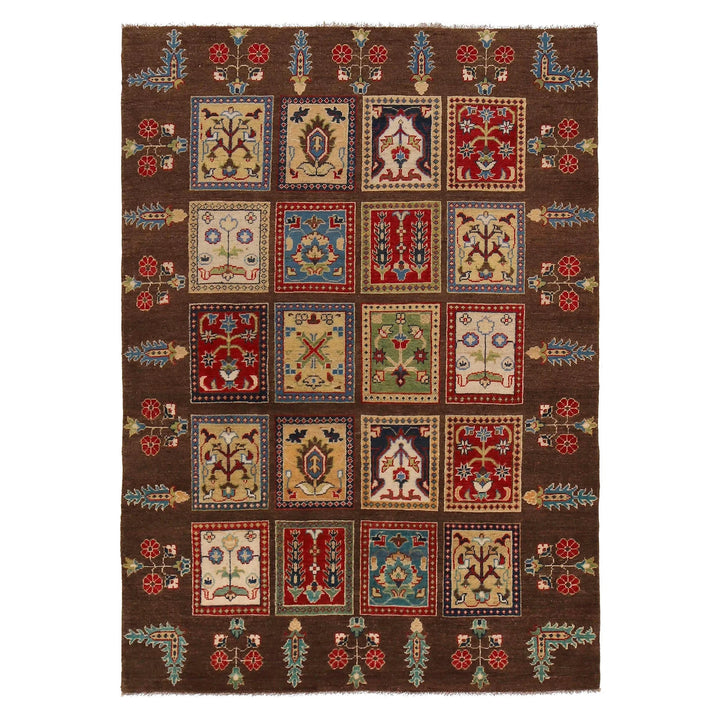Brown Afghan Bakhtiar Rug 5' 0" x 7' 1" Hand-Knotted | No. AL73159