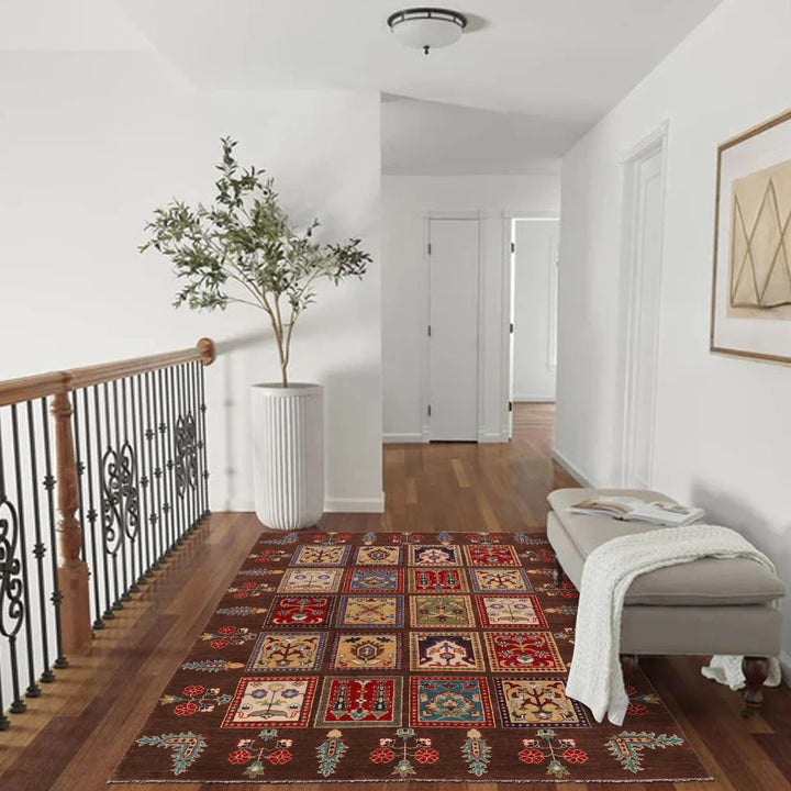 Brown Afghan Bakhtiar Rug 5' 0" x 7' 1" Hand-Knotted | No. AL73159
