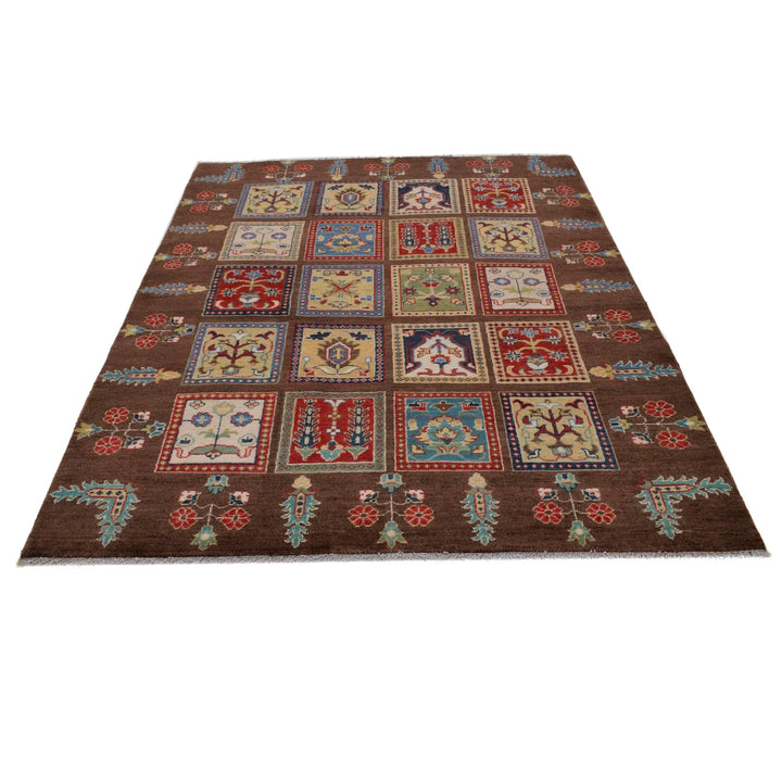 Brown Afghan Bakhtiar Rug 5' 0" x 7' 1" Hand-Knotted | No. AL73159