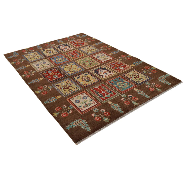 Brown Afghan Bakhtiar Rug 5' 0" x 7' 1" Hand-Knotted | No. AL73159