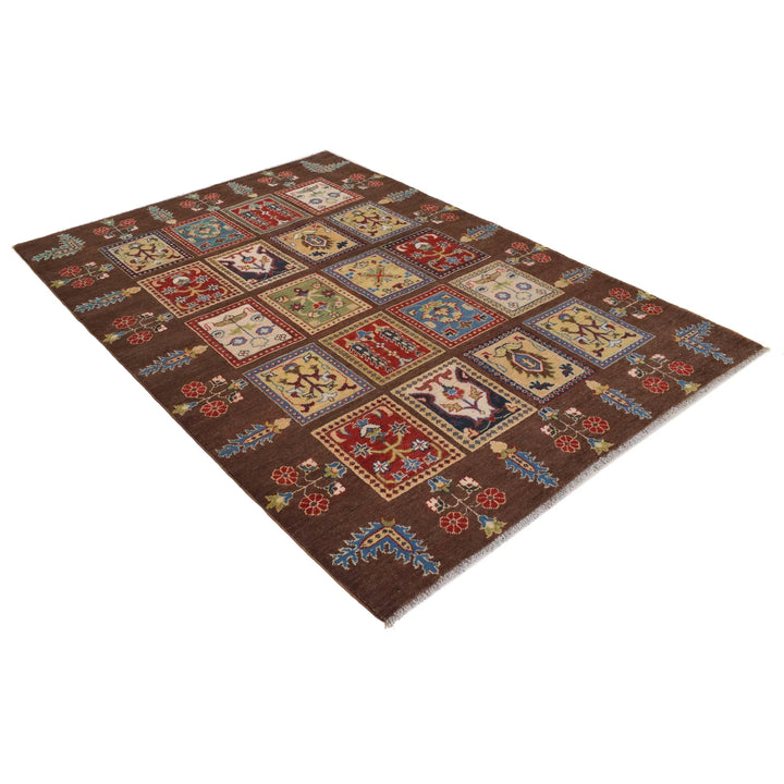 Brown Afghan Bakhtiar Rug 5' 0" x 7' 1" Hand-Knotted | No. AL73159