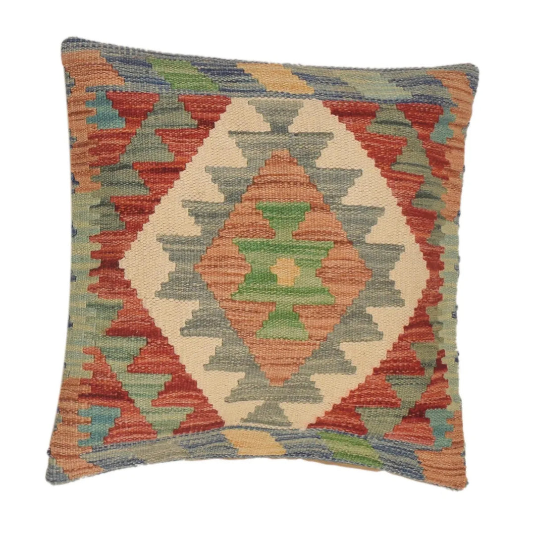 Afghan Kilim Cushion 1' 6" x 1' 6" Flat-Weave | No. AL73167