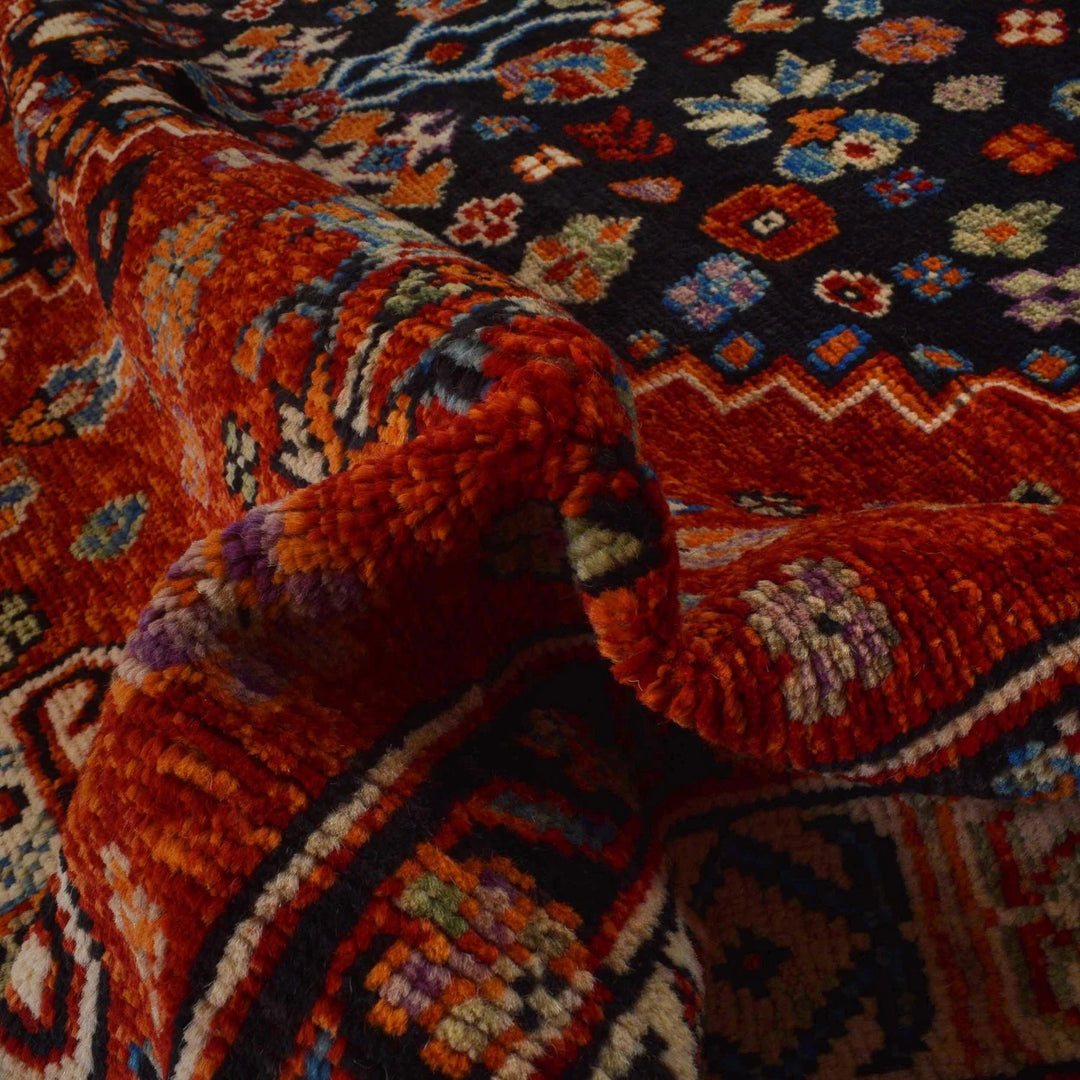Red Afghan Shirazi Rug 6'7" x 9'8" Hand-Knotted | No. AL73169