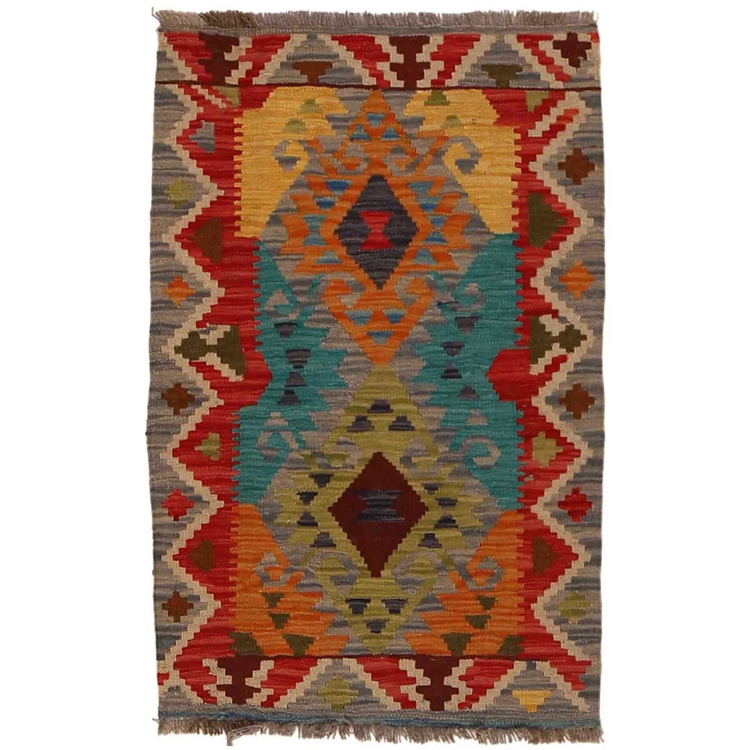 Afghan Kilim Rug 2' 0" x 3' 1" Flat-Weave | No. AL73227