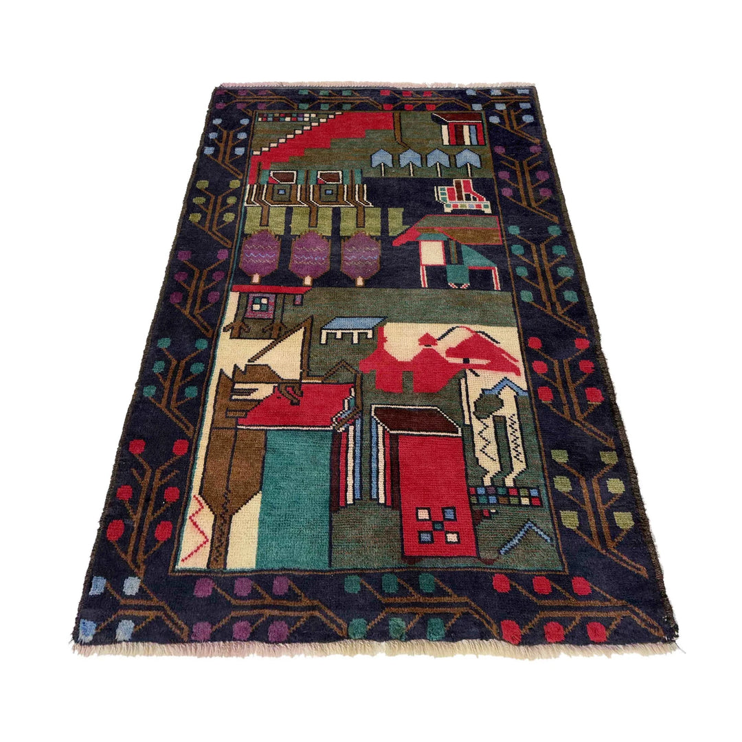 Afghan Tribal Rug 2' 6" x 4' 4" Hand-Knotted | No. AL73321