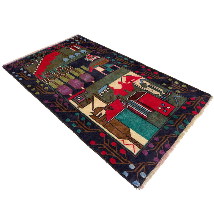 Afghan Tribal Rug 2' 6" x 4' 4" Hand-Knotted | No. AL73321