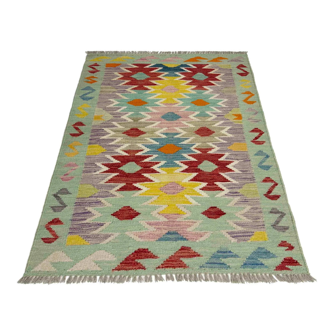 Afghan Vegetable Kilim Rug 2' 7" x 4' 0" Flat-Weave | No. AL733967
