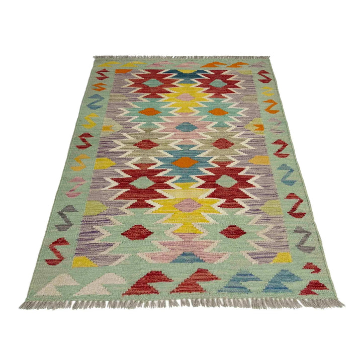 Afghan Vegetable Kilim Rug 2' 7" x 4' 0" Flat-Weave | No. AL733967