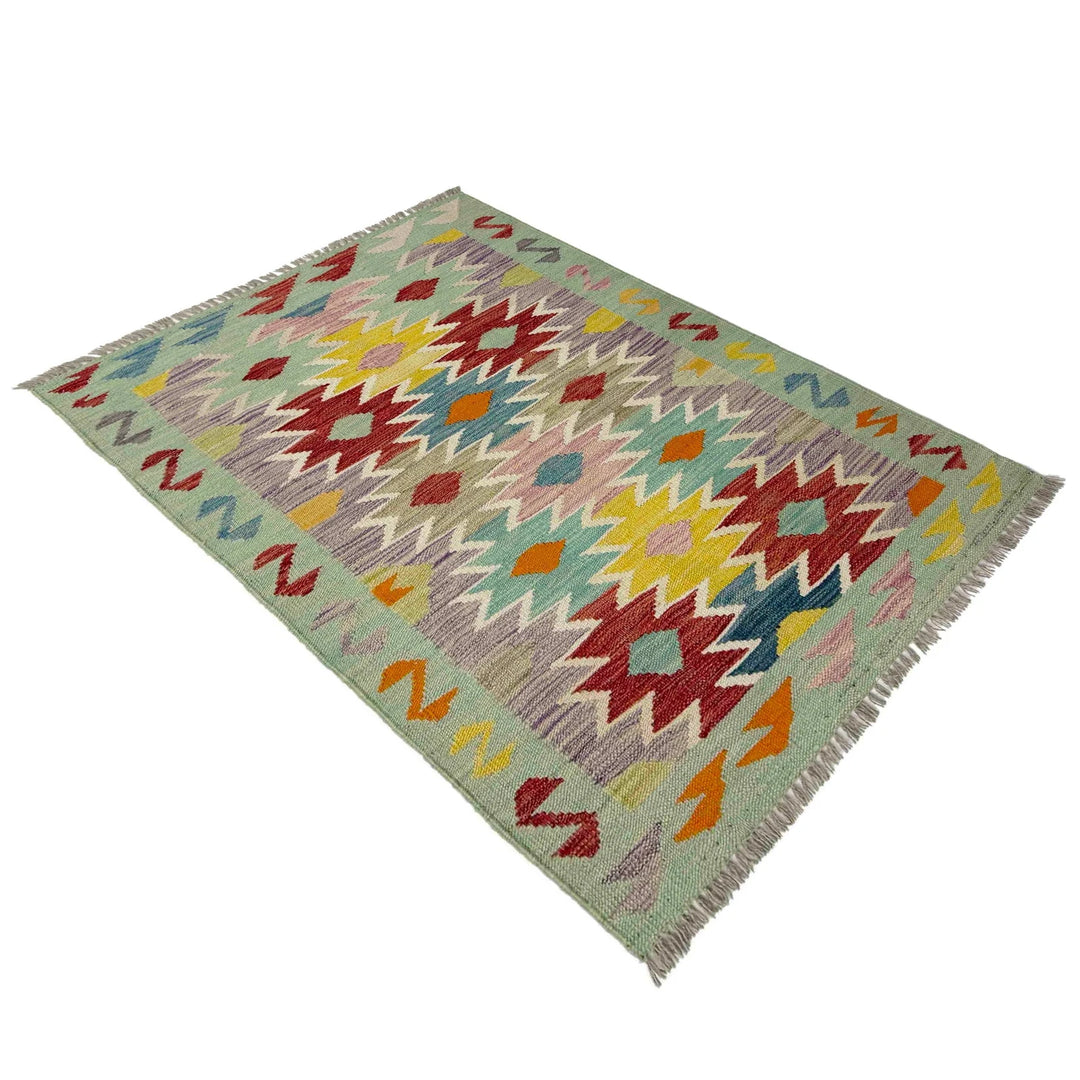 Afghan Vegetable Kilim Rug 2' 7" x 4' 0" Flat-Weave | No. AL733967