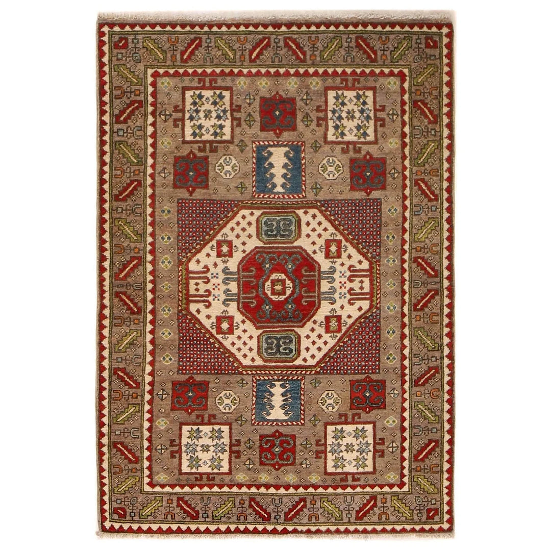 Brown Afghan Mamluk Rug 3' 3" x 4' 10" Hand-Knotted | No. AL73443