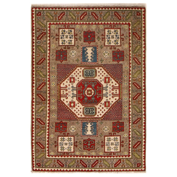 Brown Afghan Mamluk Rug 3' 3" x 4' 10" Hand-Knotted | No. AL73443