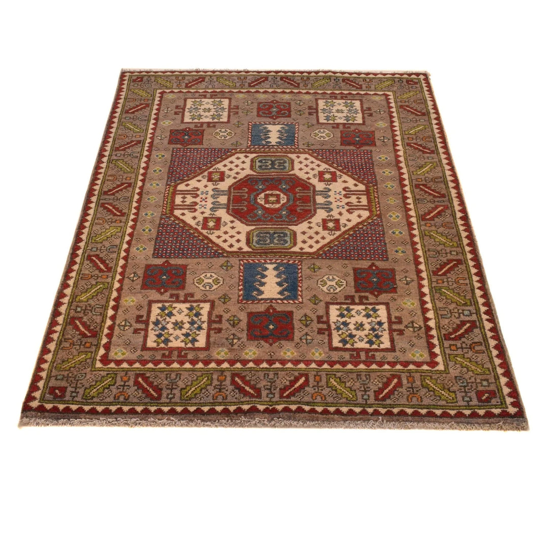 Brown Afghan Mamluk Rug 3' 3" x 4' 10" Hand-Knotted | No. AL73443