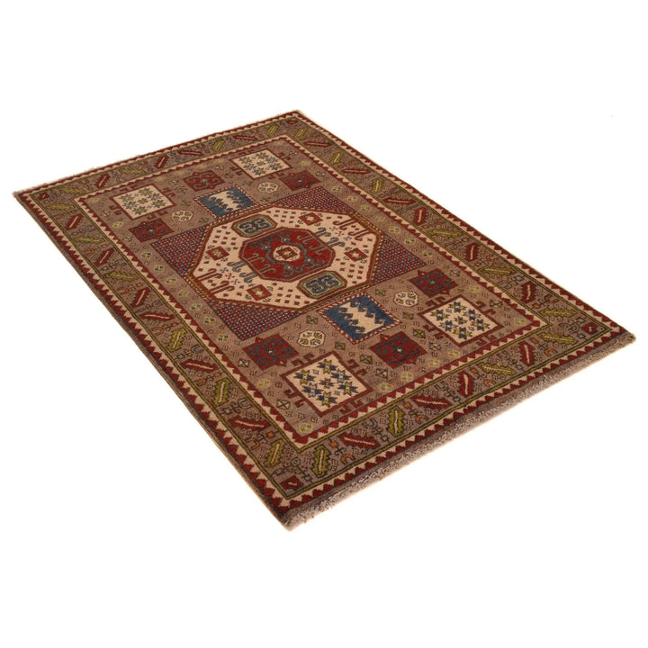 Brown Afghan Mamluk Rug 3' 3" x 4' 10" Hand-Knotted | No. AL73443