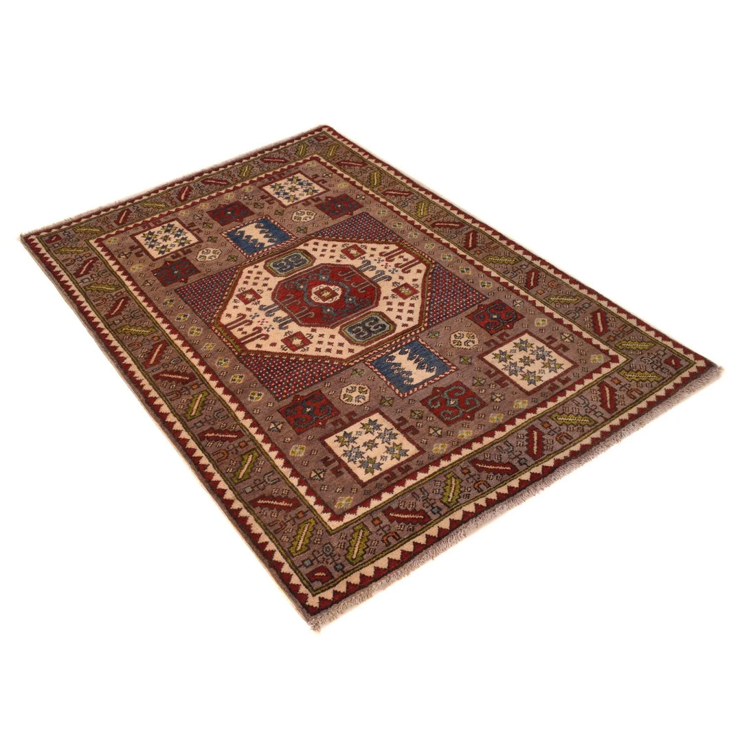 Brown Afghan Mamluk Rug 3' 3" x 4' 10" Hand-Knotted | No. AL73443