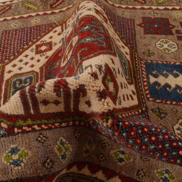 Brown Afghan Mamluk Rug 3' 3" x 4' 10" Hand-Knotted | No. AL73443