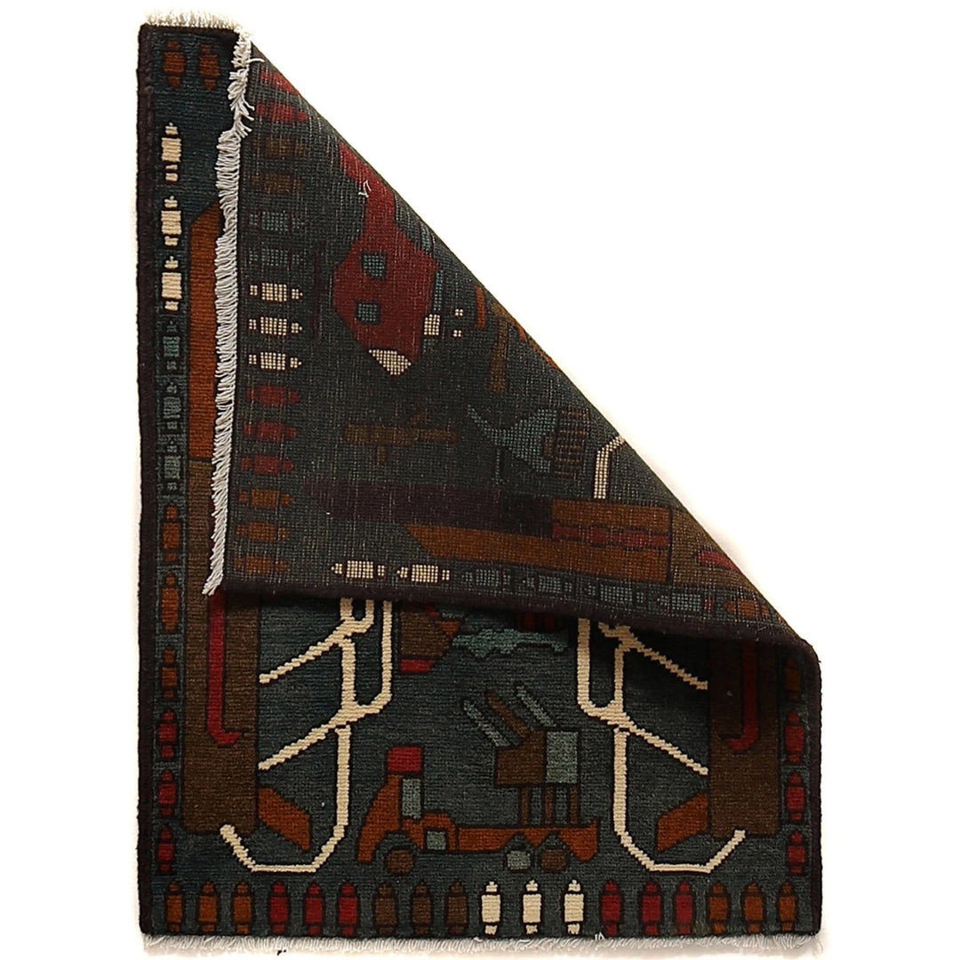 Gray Afghan War Rug 2' 0" x 2' 8" Hand-Knotted | No. AL73459