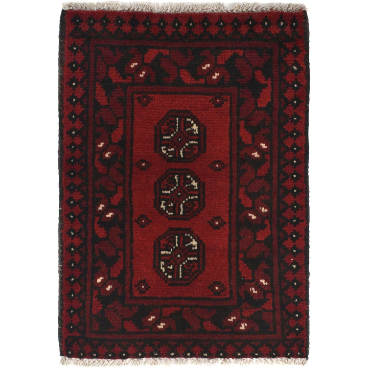 Red Afghan Oriental Rug 1' 7" x 2' 3" Hand-Knotted | No. AL73480
