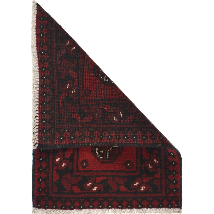 Red Afghan Oriental Rug 1' 7" x 2' 3" Hand-Knotted | No. AL73480