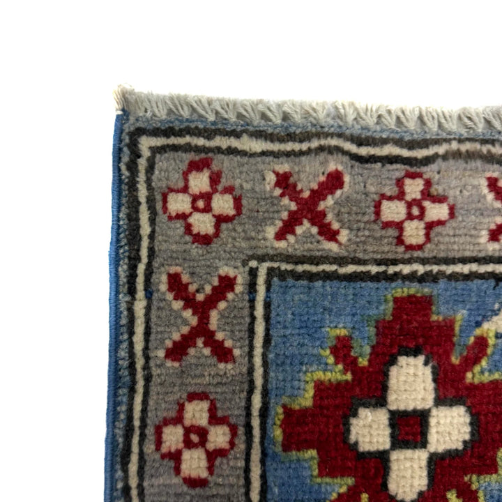 Green Afghan Kazak Rug 5' 2" x 6' 10" Hand-Knotted | No. AL73488