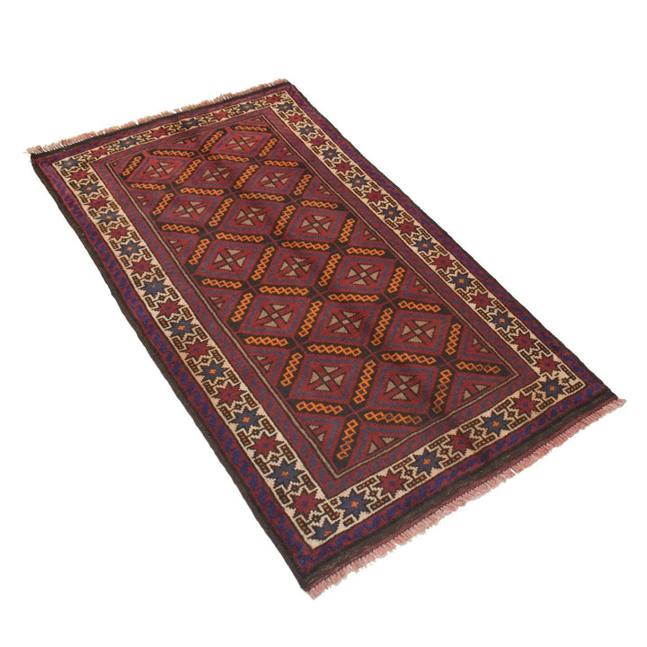 Afghan Baluchi Rug 2' 7" x 4' 6" Hand-Knotted | No. AL73515