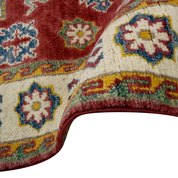 Red Afghan Kazak Rug 2' 6" x 9' 11" Hand-Knotted | No. AL73536