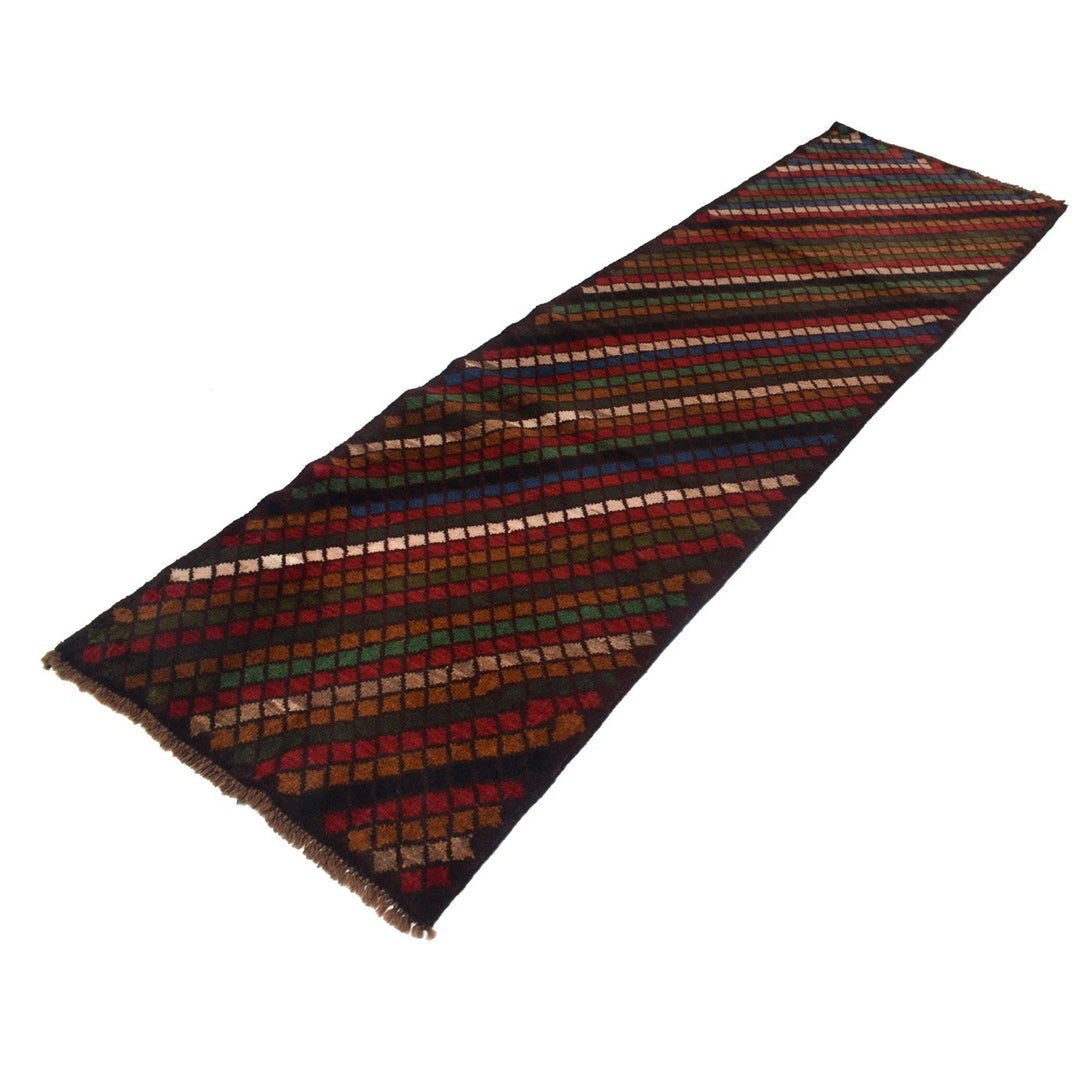 Afghan Baluchi Rug 2' 9" x 9' 11" Hand-Knotted | No. AL73544