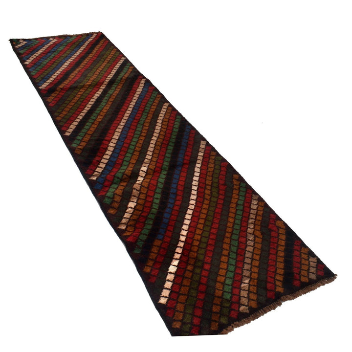 Afghan Baluchi Rug 2' 9" x 9' 11" Hand-Knotted | No. AL73544
