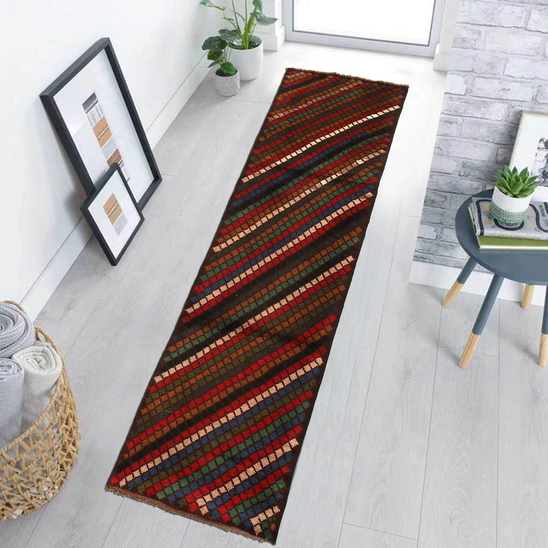 Afghan Baluchi Rug 2' 9" x 9' 11" Hand-Knotted | No. AL73544
