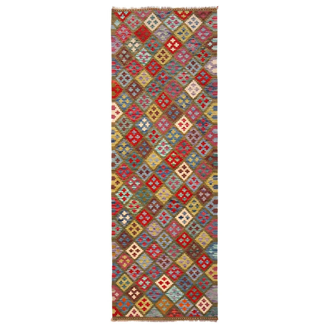 Afghan Vegetable Kilim Rug 2' 9" x 8' 2" Flat-Weave | No. AL73554