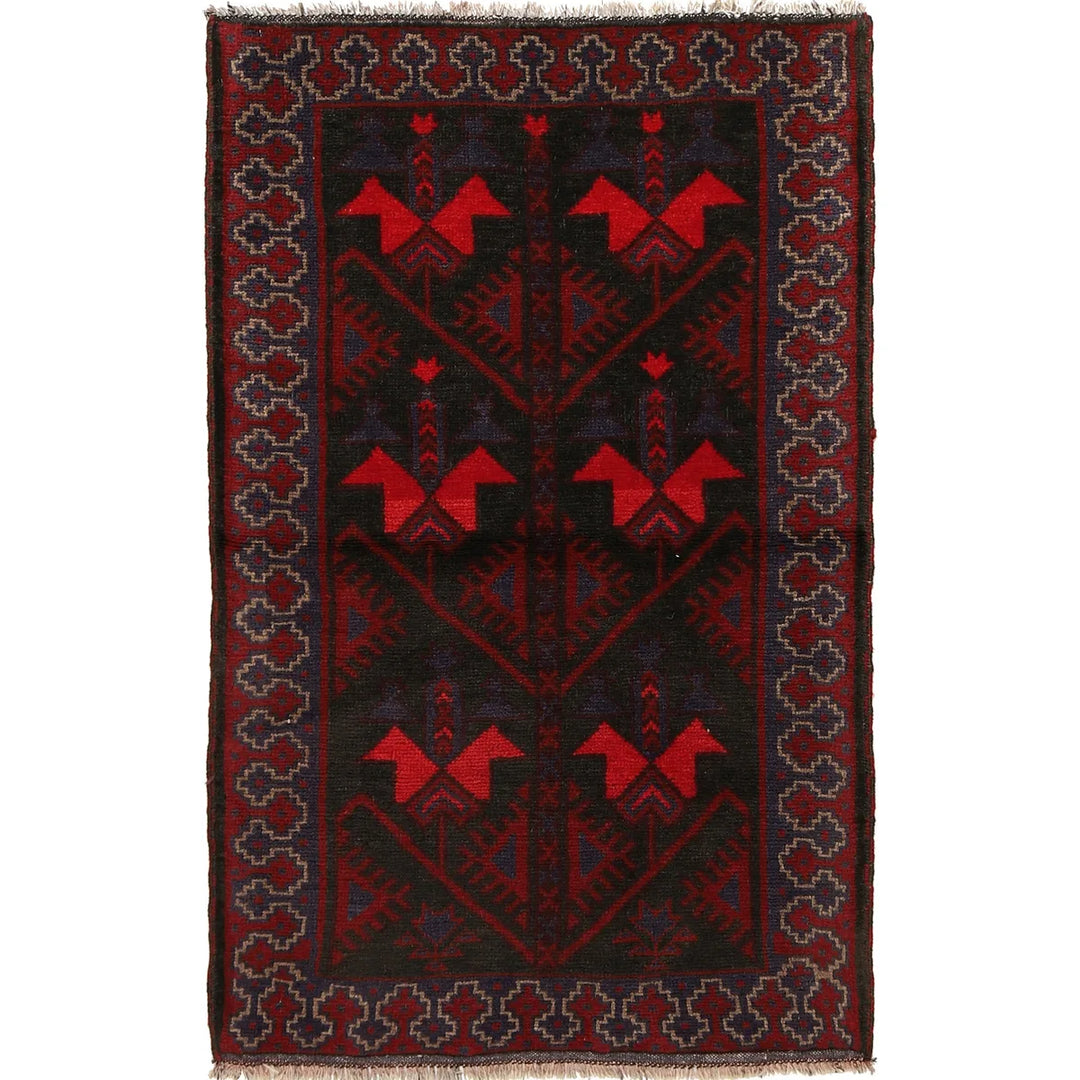 Afghan Baluchi Rug 2' 10" x 4' 6" Hand-Knotted | No. AL73622