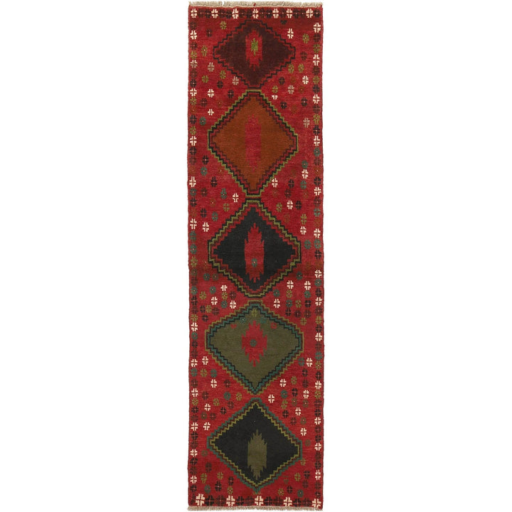 Red Afghan Baluchi Rug 2' 6" x 9' 5" Hand-Knotted | No. AL73626