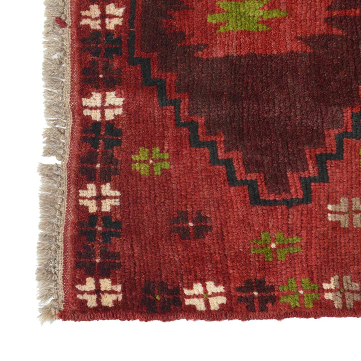 Red Afghan Baluchi Rug 2' 6" x 9' 5" Hand-Knotted | No. AL73626