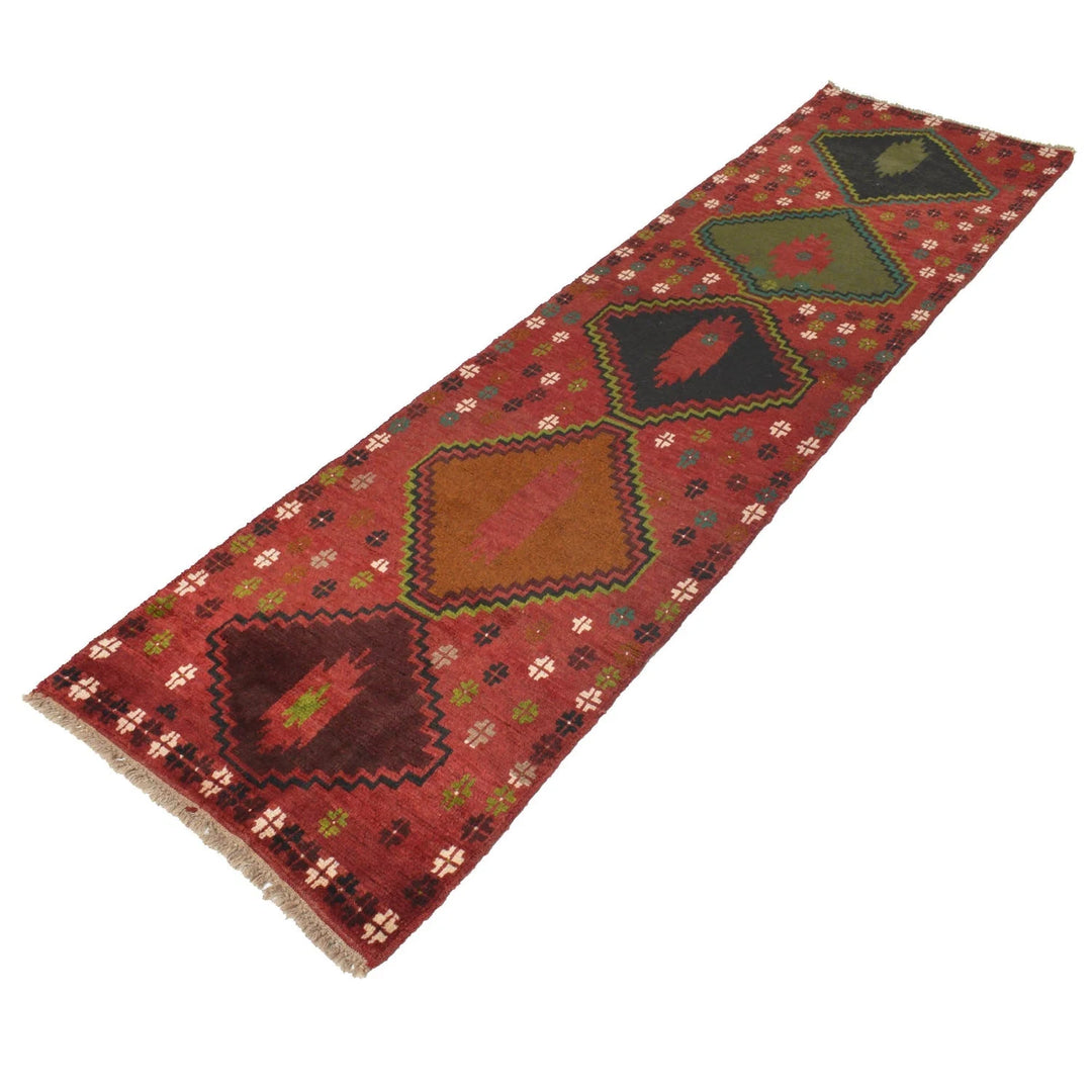 Red Afghan Baluchi Rug 2' 6" x 9' 5" Hand-Knotted | No. AL73626