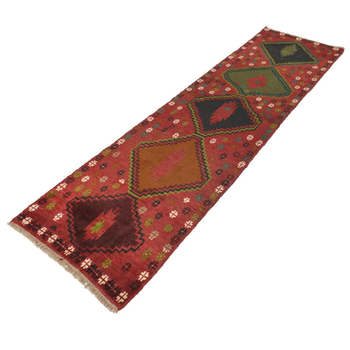 Red Afghan Baluchi Rug 2' 6" x 9' 5" Hand-Knotted | No. AL73626