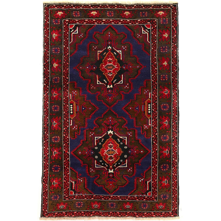 Blue Afghan Baluchi Rug 3' 9" x 6' 2" Hand-Knotted | No. AL73670