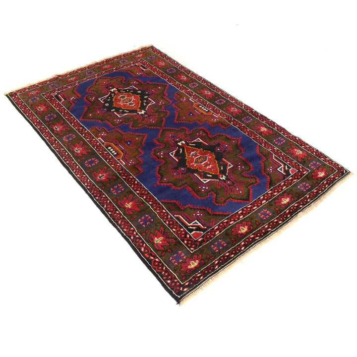 Blue Afghan Baluchi Rug 3' 9" x 6' 2" Hand-Knotted | No. AL73670