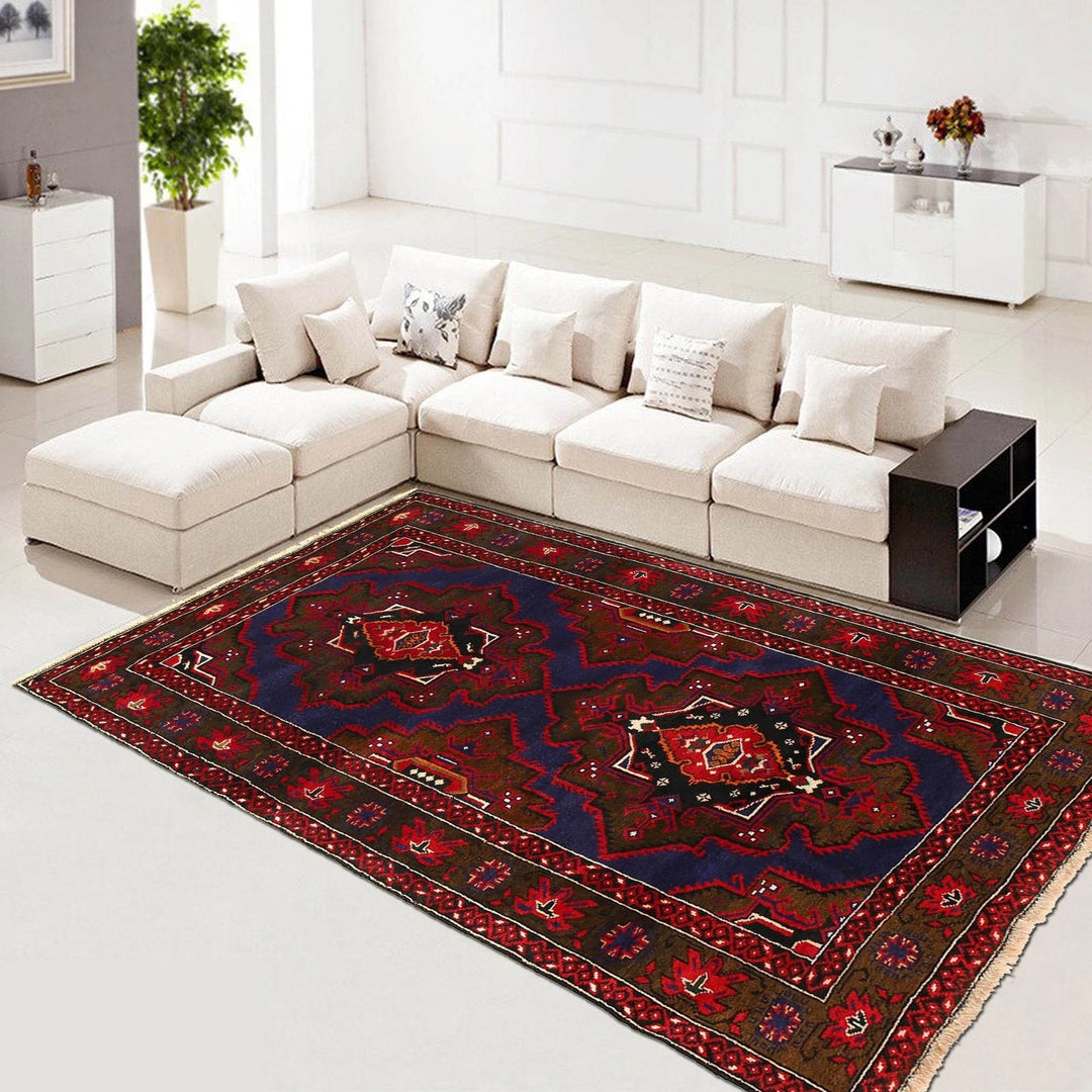 Blue Afghan Baluchi Rug 3' 9" x 6' 2" Hand-Knotted | No. AL73670