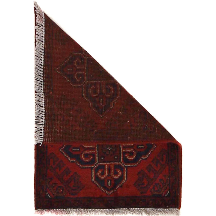 Red Afghan Oriental Doormat 1' 5" x 2' 0" Hand-Knotted | No. AL73701