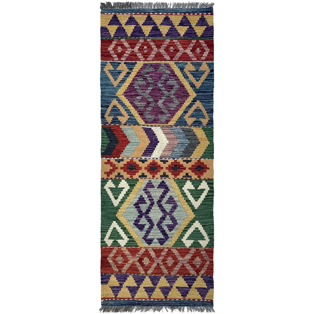 Afghan Vegetable Kilim Rug 1' 9" x 4' 10" Flat-Weave | No. AL73716