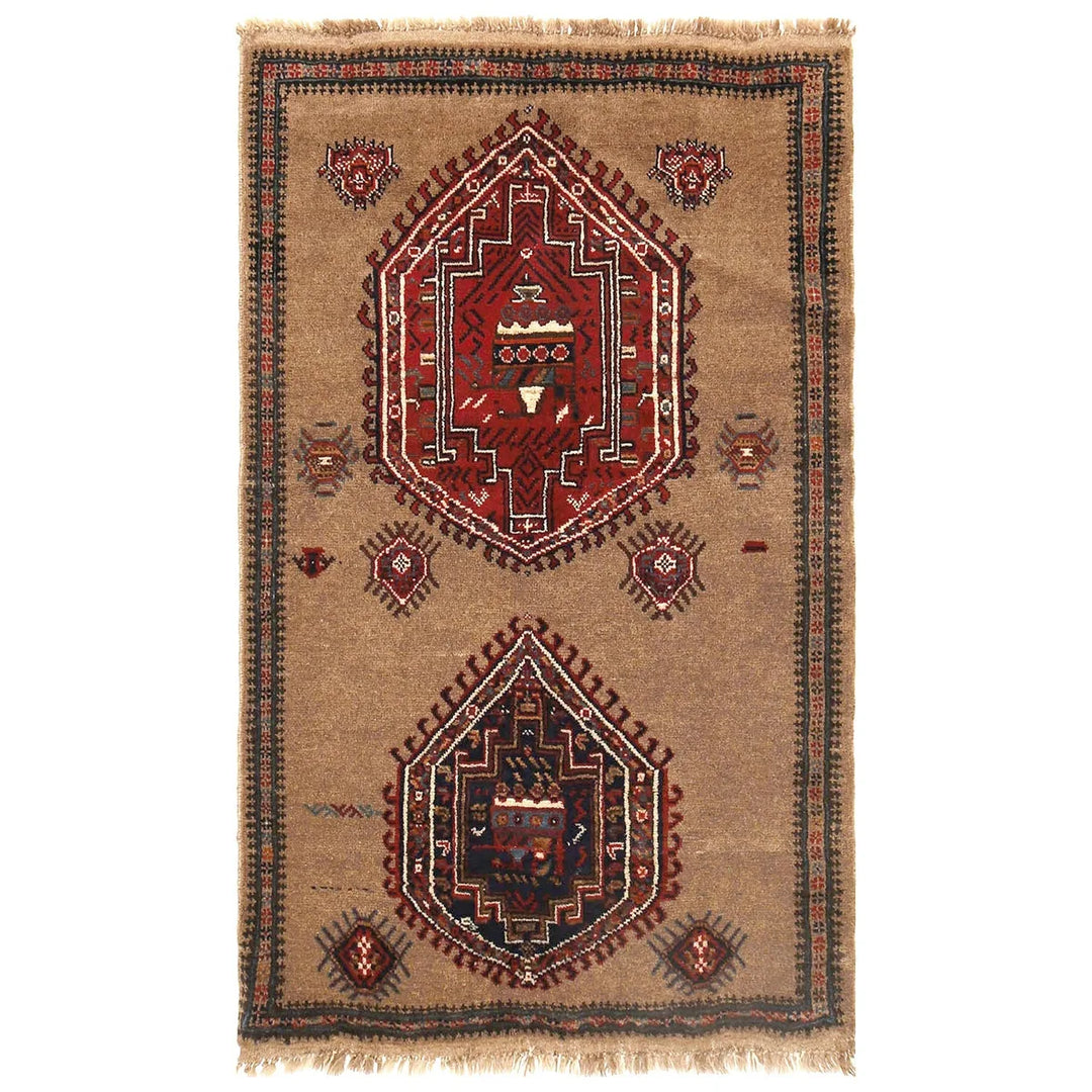 Afghan Baluchi Rug 2'7" x 4'4" Hand-Knotted | No. AL73760