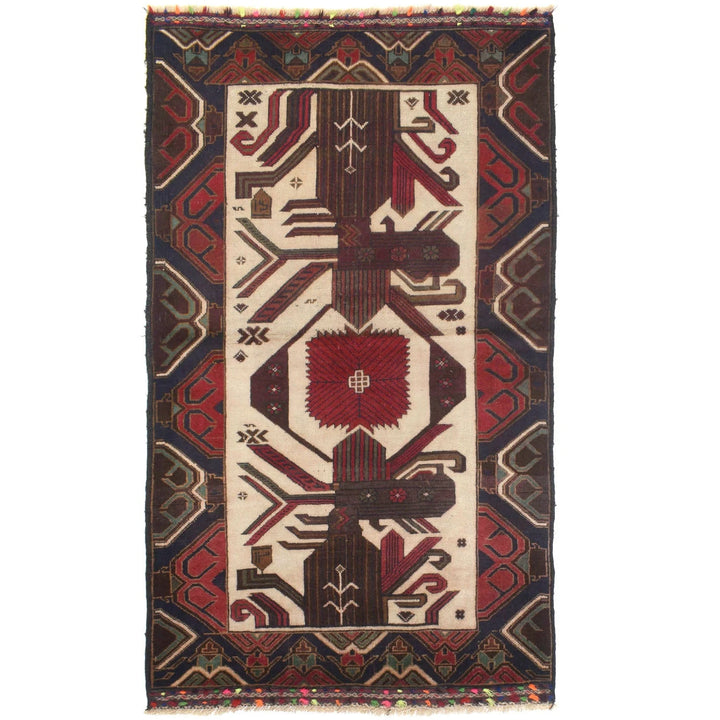 Afghan Baluchi Rug 2' 9" x 5' 0" Hand-Knotted | No. AL73880