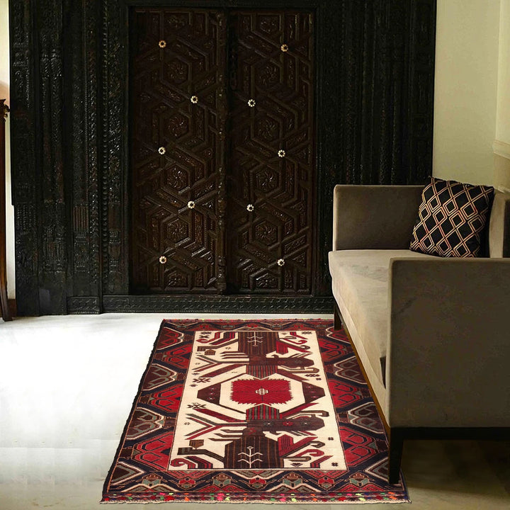 Afghan Baluchi Rug 2' 9" x 5' 0" Hand-Knotted | No. AL73880
