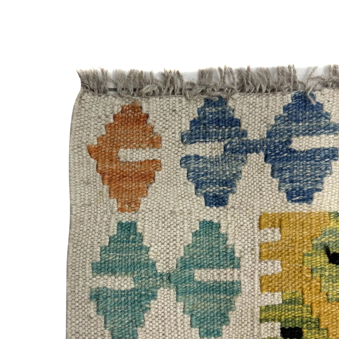 Multicolor Afghan Kilim Rug 3'7" x 5'0" Flat-Weave | No. AL73924